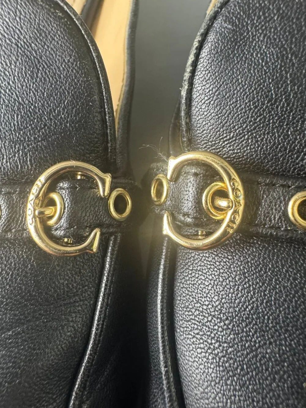 Authentic Coach Irene Black Leather Mule, Size 7.5 B